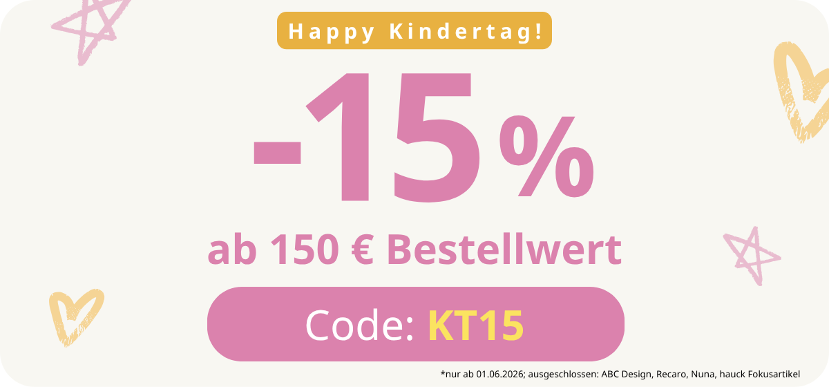 15% Rabatt auf alles* mit Code: KT15 (ab 150€ Bestellwert)