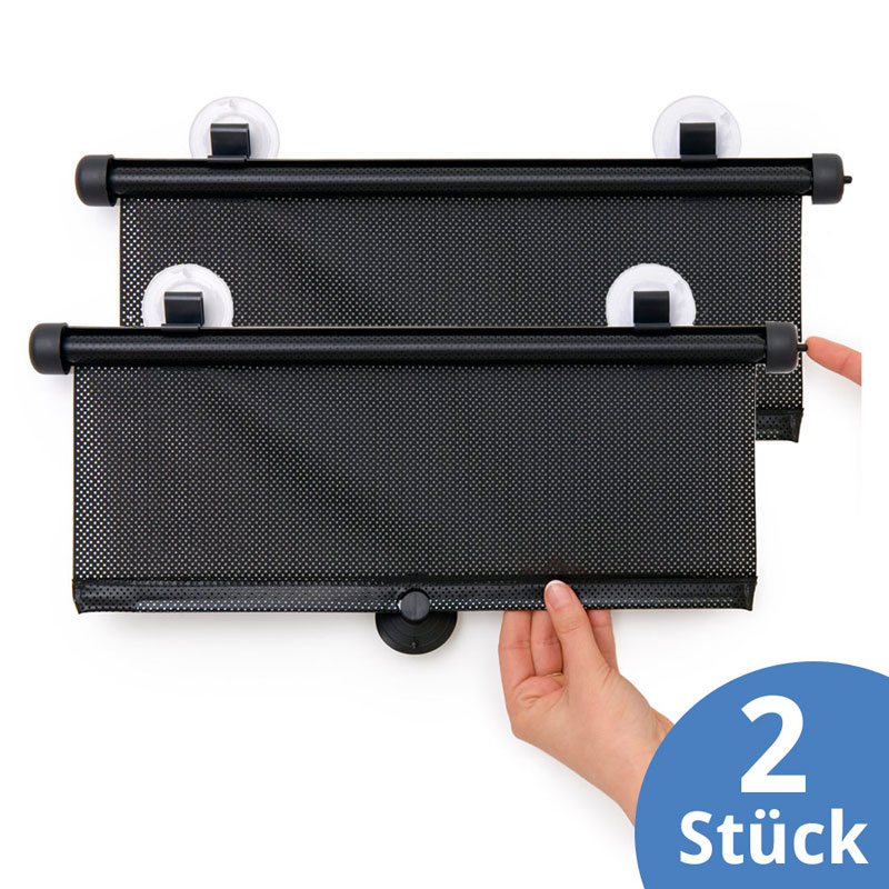 Hauck 2x Sonnenschutz-Rollo für Seitenfenster Sonnenblende Auto Kinder Baby