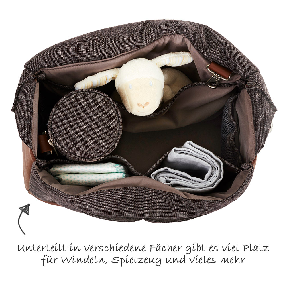 ABC Design Wickeltasche Tasche Urban mit Wickelauflage und Flaschenwärmer Walnut